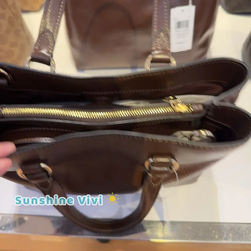 NWT Coach Station Carryall Bag CET29 crinkle leather/Gold/Maple